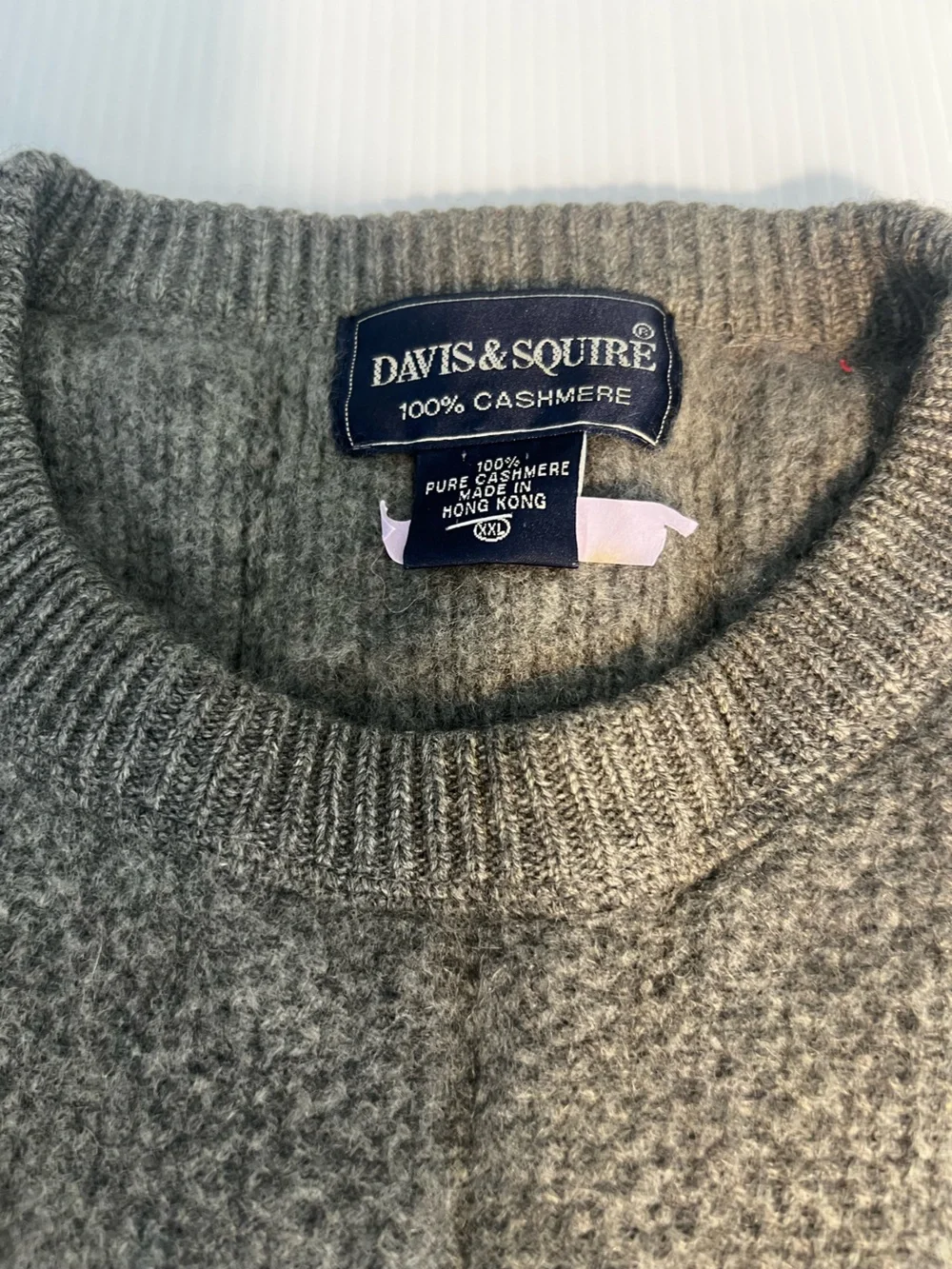 Davis and Squire hundred percent gray cashmere cable crewneck
